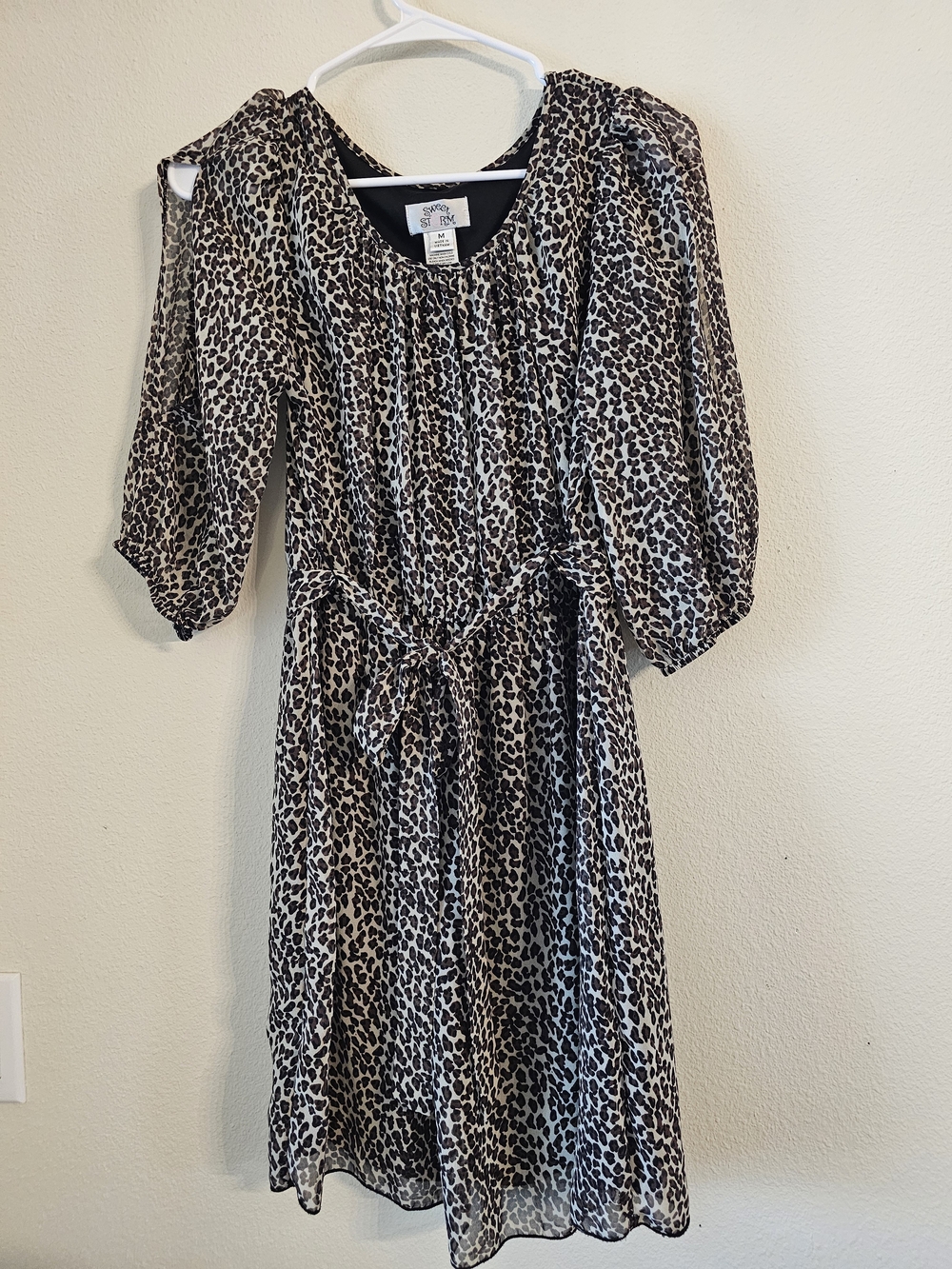 Sweet Storm Leopard-Print Midi Dress - Beige & Black
